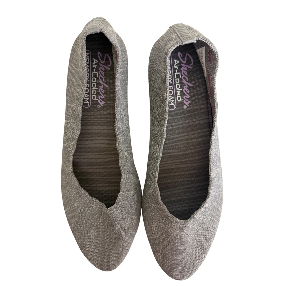 Skechers Cleo Point Women's Grey Knit Ballet Flats Air-Cooled Memory Foam US 7.5